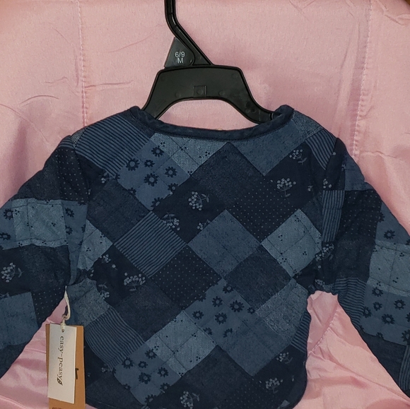 EASY PEASY QUILTED JACKET SIZE 6/9 MONTHS JEAN PATCH LOOK REAL POCKETS - Picture 2 of 2